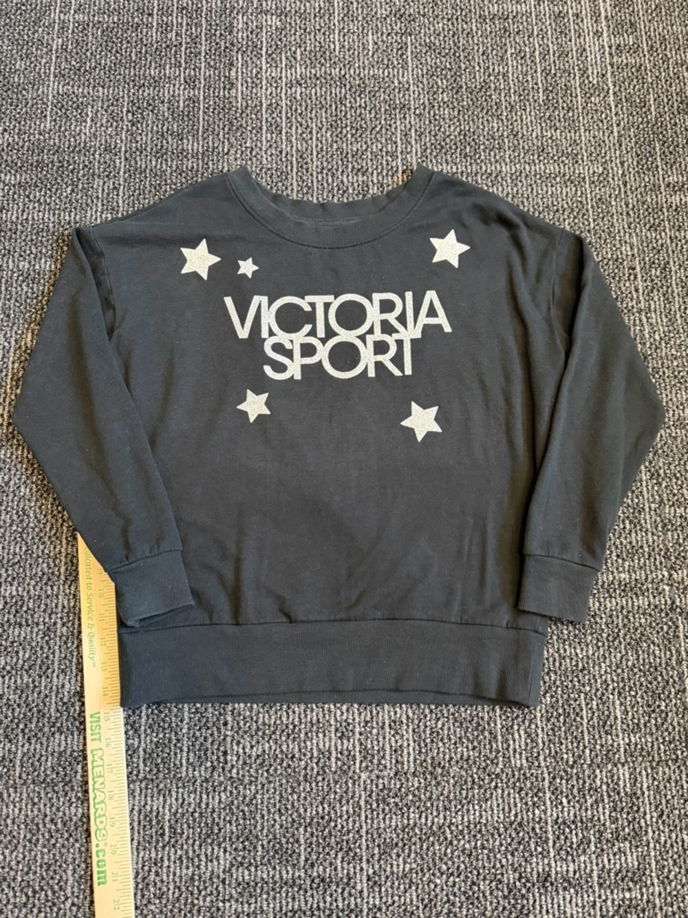 Victoria Sport Black Sweatshirt With Silver Glitter Stars Print Size XS